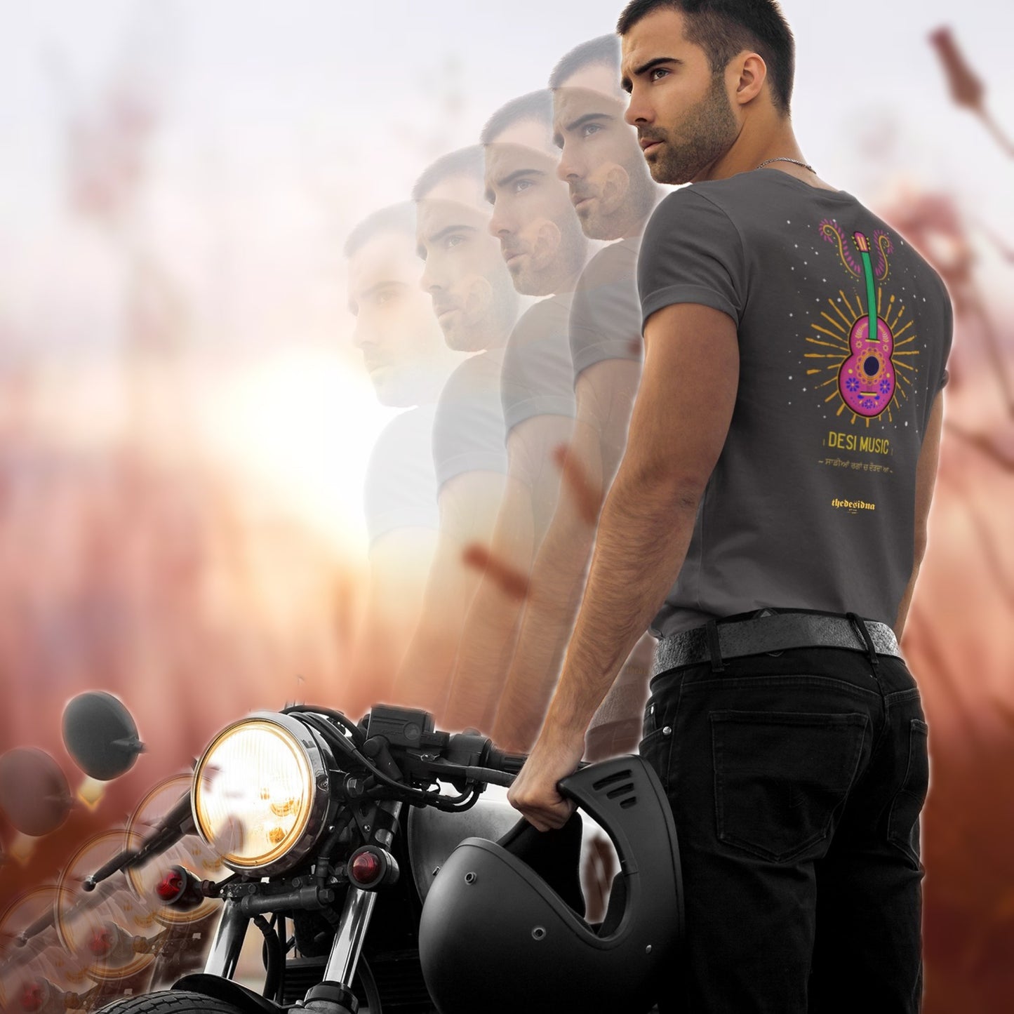 Love All Music but desi is best Premium Men's V-Neck T-shirt
