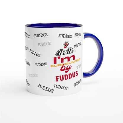 I am Surrounded by Fuddus funny Punjabi Mug White 11oz Ceramic Mug with Color Inside